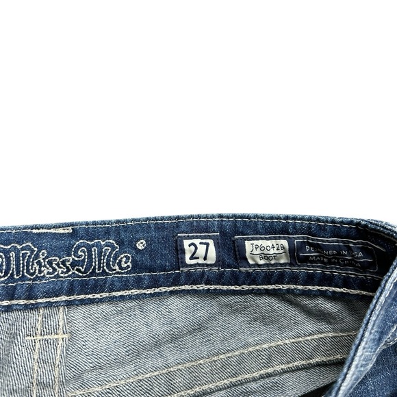 Miss Me Jeans Womens 27 Blue Bootcut Embroidered Stars Stripe Pockets Rhinestone - Picture 7 of 16